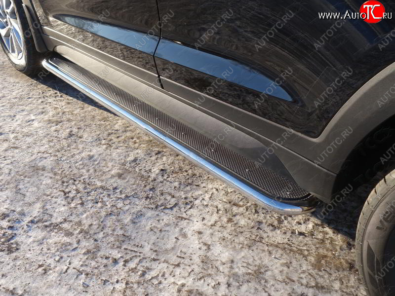 38 999 р. Пороги с площадкой 42,4 мм ТСС Тюнинг  Hyundai Tucson  TL (2018-2021) рестайлинг (нержавейка)  с доставкой в г. Кемерово