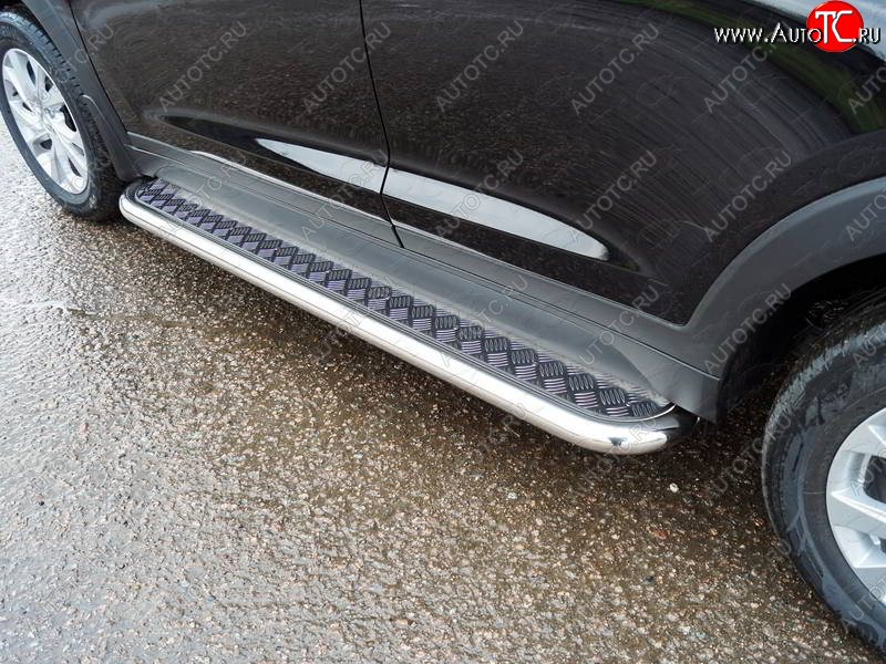 34 799 р. Пороги с площадкой 60,3 мм ТСС Тюнинг  Hyundai Tucson  TL (2018-2021) рестайлинг (серые)  с доставкой в г. Кемерово