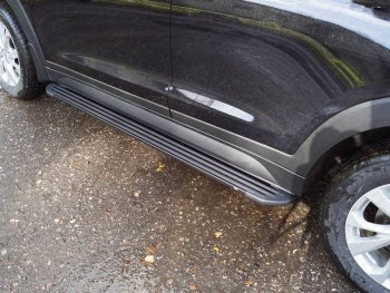 Пороги алюминиевые Slim Line ТСС Тюнинг Hyundai Tucson  TL (2018-2021) рестайлинг (Black)