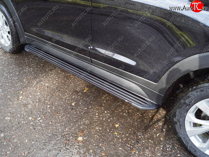 21 999 р. Пороги алюминиевые Slim Line ТСС Тюнинг  Hyundai Tucson  TL (2018-2021) рестайлинг (Black)  с доставкой в г. Кемерово