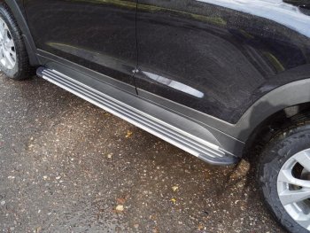 Пороги алюминиевые Slim Line ТСС Тюнинг Hyundai Tucson  TL (2018-2021) рестайлинг (Silver)