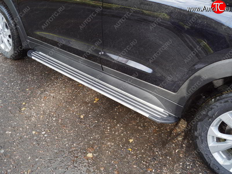 20 599 р. Пороги алюминиевые Slim Line ТСС Тюнинг  Hyundai Tucson  TL (2018-2021) рестайлинг (Silver)  с доставкой в г. Кемерово