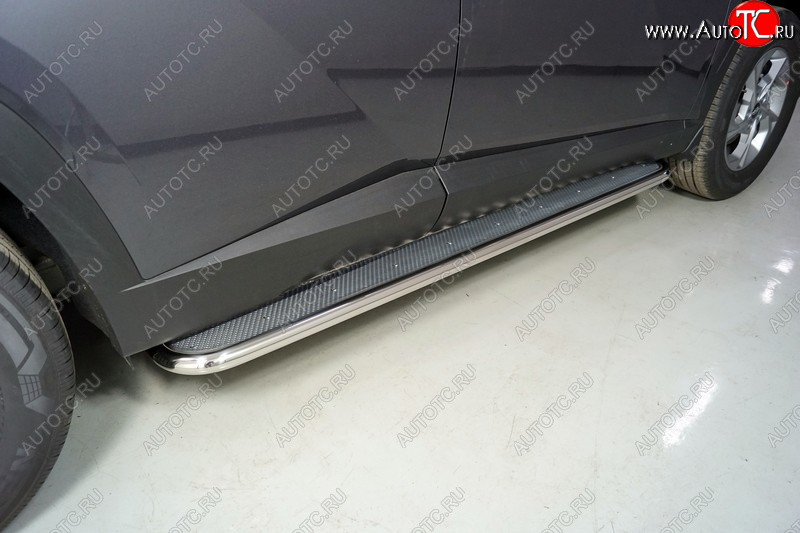 40 999 р. Пороги с площадкой 42,4 мм ТСС Тюнинг Hyundai Tucson NX4 (2020-2022) (нержавейка)  с доставкой в г. Кемерово