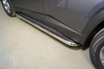 Пороги с площадкой 60,3 мм ТСС Тюнинг Hyundai Tucson NX4 (2020-2022) (серые)