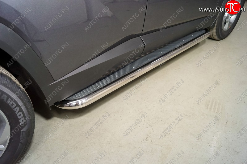 44 999 р. Пороги с площадкой 60,3 мм ТСС Тюнинг Hyundai Tucson NX4 (2020-2022) (нержавейка)  с доставкой в г. Кемерово