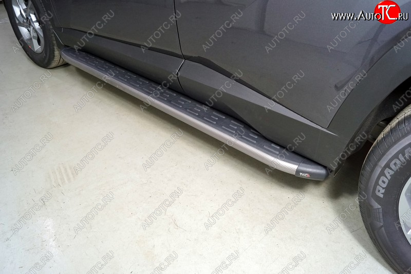 21 999 р. Пороги алюминиевые с пластиковой накладкой ТСС Тюнинг  Hyundai Tucson  NX4 (2020-2022) (карбон серые)  с доставкой в г. Кемерово