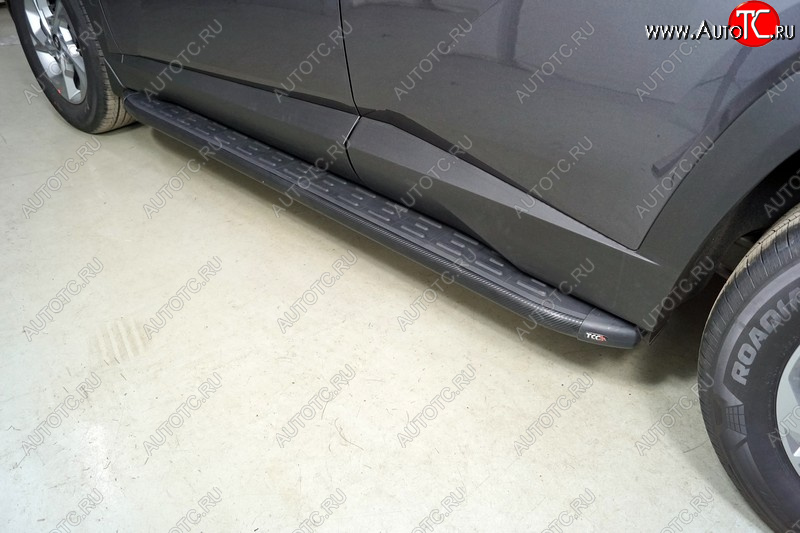 21 999 р. Пороги алюминиевые с пластиковой накладкой ТСС Тюнинг  Hyundai Tucson  NX4 (2020-2022) (карбон черные)  с доставкой в г. Кемерово