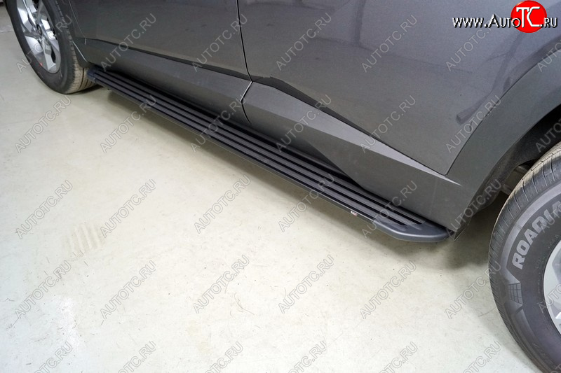 21 999 р. Пороги алюминиевые Slim Line ТСС Тюнинг  Hyundai Tucson  NX4 (2020-2022) (Black)  с доставкой в г. Кемерово