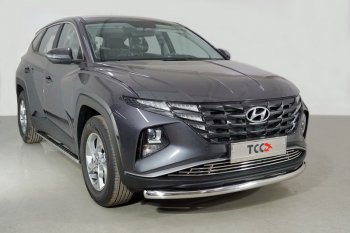 20 749 р. Защита переднего бампера нижняя d60,3 мм ТСС Тюнинг  Hyundai Tucson  NX4 (2020-2022) (нержавейка)  с доставкой в г. Кемерово. Увеличить фотографию 1