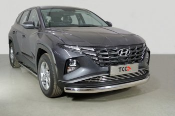 23 899 р. Защита переднего бампера нижняя овальная 75х42 мм ТСС Тюнинг  Hyundai Tucson  NX4 (2020-2022) (нержавейка)  с доставкой в г. Кемерово. Увеличить фотографию 1