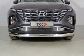 40 999 р. Защита передняя нижняя овальная с ДХО 75х42 мм ТСС Тюнинг  Hyundai Tucson  NX4 (2020-2022) (нержавейка)  с доставкой в г. Кемерово. Увеличить фотографию 1