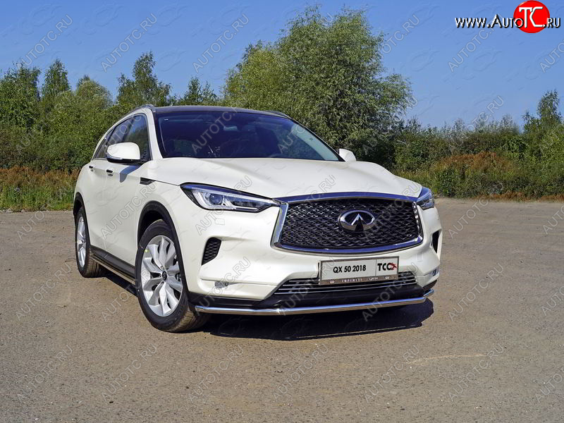 18 999 р. Защита переднего бампера нижняя d42,4 мм ТСС Тюнинг  INFINITI Qx50  J55 (2017-2022) (нержавейка)  с доставкой в г. Кемерово