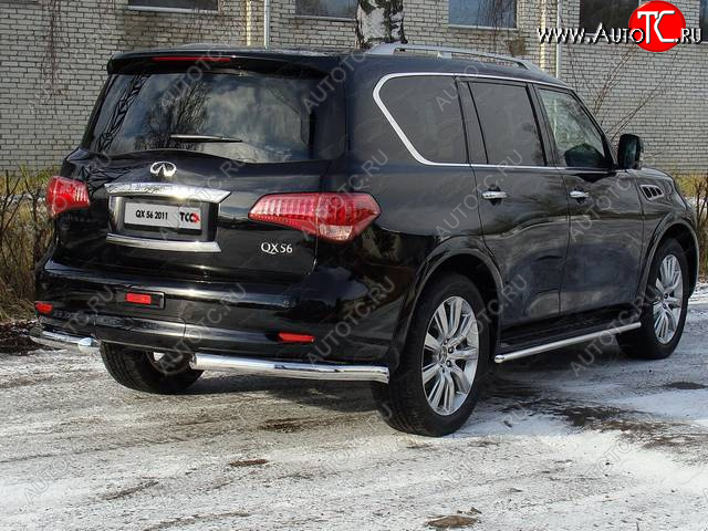 29 449 р. Защита задняя (уголки, нержавейка 76,1 мм) ТСС Тюнинг  INFINITI QX56  Z62 (2010-2013)  с доставкой в г. Кемерово
