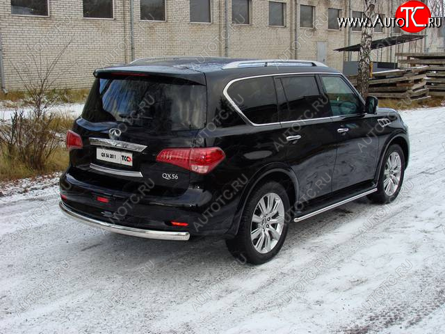 28 299 р. Защита задняя (центральная, нержавейка d75*42 мм) ТСС Тюнинг  INFINITI QX56  Z62 (2010-2013) (центральная)  с доставкой в г. Кемерово
