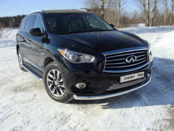 Защита переднего бампера нижняя 76,1 мм ТСС Тюнинг INFINITI QX60  L50 (2013-2016) дорестайлинг (нержавейка)