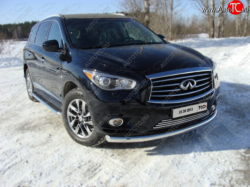23 549 р. Защита переднего бампера нижняя 76,1 мм ТСС Тюнинг INFINITI QX60 L50 дорестайлинг (2013-2016) (нержавейка)  с доставкой в г. Кемерово