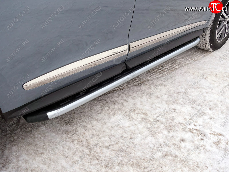20 599 р. Пороги алюминиевые с пластиковой накладкой ТСС Тюнинг  INFINITI QX60  L50 (2013-2016) дорестайлинг (серые)  с доставкой в г. Кемерово