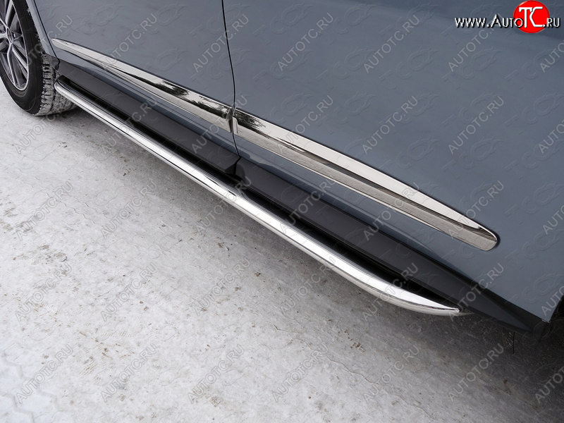 53 999 р. Пороги с площадкой 75х42 мм ТСС Тюнинг  INFINITI QX60  L50 (2016-2021) рестайлинг (нержавейка)  с доставкой в г. Кемерово