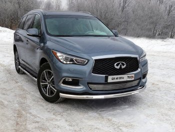 Декоративная вставка переднего бампера (без круиз-контроля) ТСС Тюнинг INFINITI QX60  L50 (2016-2021) рестайлинг (d 16 мм)