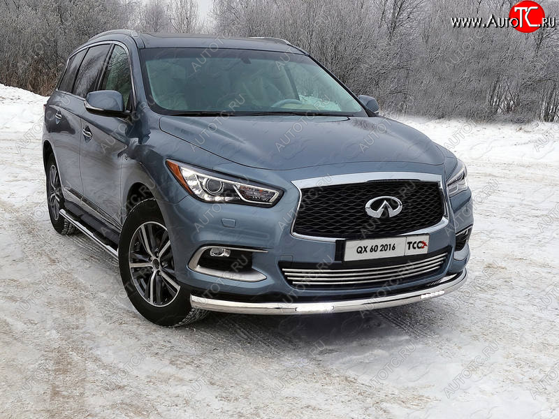 39 749 р. Защита переднего бампера нижняя с ДХО 76,1 мм ТСС Тюнинг  INFINITI QX60  L50 (2016-2021) рестайлинг (нержавейка)  с доставкой в г. Кемерово
