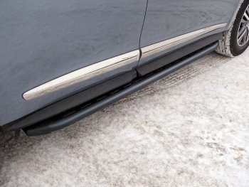 Пороги алюминиевые с пластиковой накладкой, ТСС Тюнинг INFINITI QX60  L50 (2016-2021) рестайлинг (карбон черные)