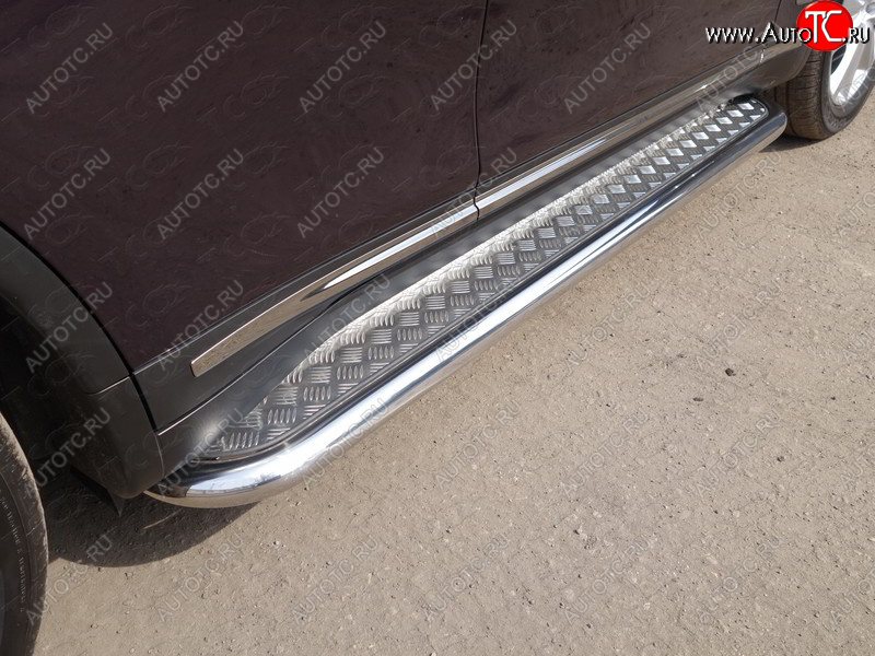 36 999 р. Пороги с площадкой 60,3 мм ТСС Тюнинг INFINITI QX70 S51 (2013-2020) (серые)  с доставкой в г. Кемерово