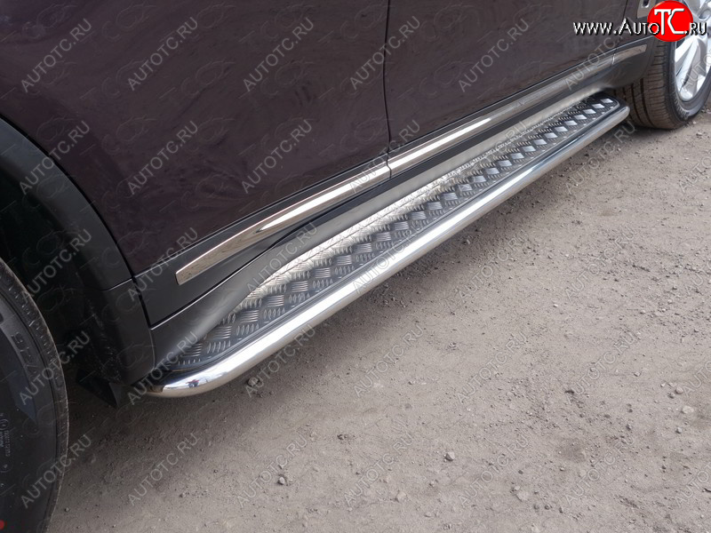 31 999 р. Пороги с площадкой 42,4 мм ТСС Тюнинг INFINITI QX70 S51 (2013-2020) (серые)  с доставкой в г. Кемерово