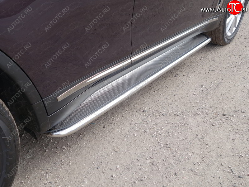 41 749 р. Пороги с площадкой 42,4 мм ТСС Тюнинг INFINITI QX70 S51 (2013-2020) (нержавейка)  с доставкой в г. Кемерово