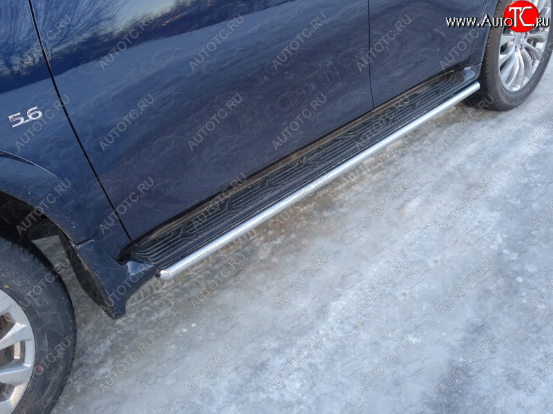 23 549 р. Защита порогов алюминий 42,4 мм укороченные, ТСС Тюнинг  INFINITI QX80  Z62 (2014-2018) 1-ый рестайлинг (укороченные)  с доставкой в г. Кемерово