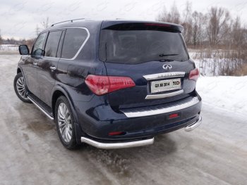 Защита задняя (уголки, нержавейка 76,1 мм) ТСС Тюнинг INFINITI QX80  Z62 (2014-2018) 1-ый рестайлинг