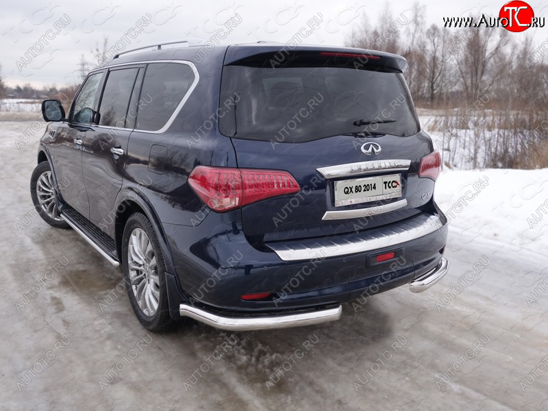 29 449 р. Защита задняя (уголки, нержавейка 76,1 мм) ТСС Тюнинг  INFINITI QX80  Z62 (2014-2018) 1-ый рестайлинг  с доставкой в г. Кемерово