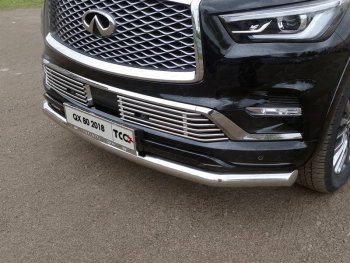 Декоративная вставка переднего бампера ТСС Тюнинг INFINITI QX80  Z62 (2018-2024) 2-ой рестайлинг (d 12 мм)