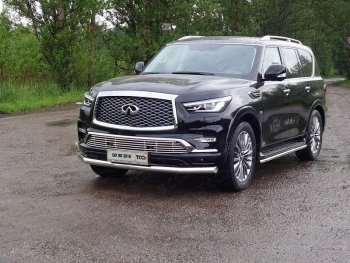 Защита переднего бампера нижняя d76,1 мм ТСС Тюнинг INFINITI QX80 Z62 2-ой рестайлинг (2018-2024) (нержавейка)