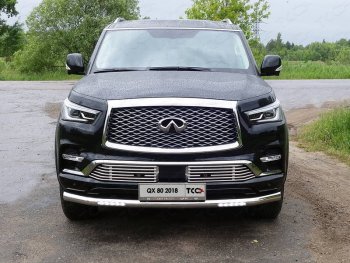 Защита переднего бампера нижняя с ДХО 76,1 мм ТСС Тюнинг INFINITI QX80 Z62 2-ой рестайлинг (2018-2024) (нержавейка)