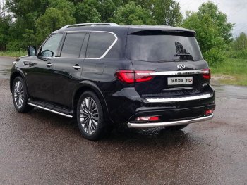 Защита задняя (нержавейка 76,1 мм) ТСС Тюнинг INFINITI QX80  Z62 (2018-2024) 2-ой рестайлинг