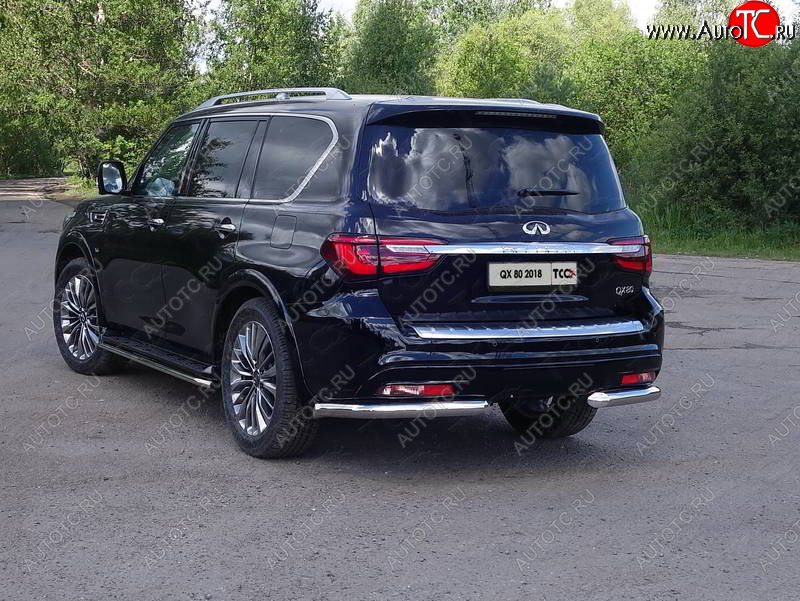 29 449 р. Защита задняя (уголки, нержавейка 76,1 мм) ТСС Тюнинг  INFINITI QX80  Z62 (2018-2024) 2-ой рестайлинг  с доставкой в г. Кемерово
