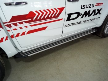 Пороги алюминиевые Slim Line ТСС Тюнинг Isuzu D-Max RT85,TFR SingleCab рестайлинг (2015-2021) (Silver)