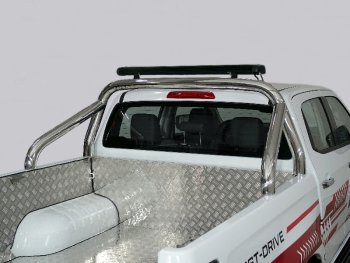 Защита кузова (для кузова) d 76,1 мм со светодиодной фарой ТСС Тюнинг Isuzu D-Max  RG (2020-2023) DoubleCab (нержавейка)