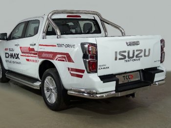 Защита заднего бампера (3.0D, уголки двойные, d76.1/42.4 мм) TCC Isuzu D-Max ( RT85,TFR SingleCab,  RG) (2015-2023) рестайлинг, DoubleCab