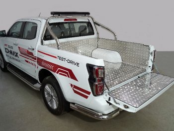 Защитный алюминиевый вкладыш в кузов автомобиля (комплект) ТСС Тюнинг Isuzu D-Max RG DoubleCab (2020-2023) (алюминий)