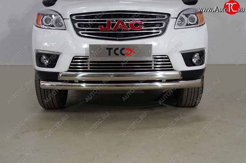 29 999 р. Защита передняя нижняя двойная 76,1*75 мм ТСС Тюнинг JAC T6 пикап (2018-2024) (нержавейка)  с доставкой в г. Кемерово