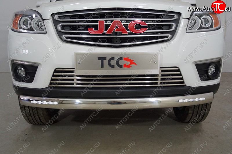 37 999 р. Защита передняя нижняя овальная с ДХО 75х42 мм ТСС Тюнинг  JAC T6 (2018-2024) пикап (нержавейка)  с доставкой в г. Кемерово