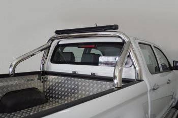 Защита кузова (для кузова) d 76,1 мм со светодиодной фарой ТСС Тюнинг JAC T6 (2018-2024) пикап (нержавейка)