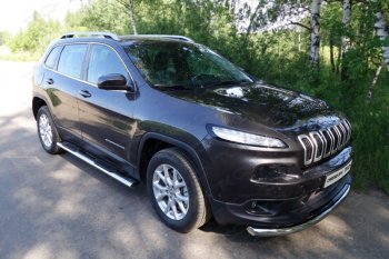 14 699 р. Защита переднего бампера нижняя d42,4 мм ТСС Тюнинг  Jeep Cherokee  KL (2014-2017) дорестайлинг (нержавейка)  с доставкой в г. Кемерово. Увеличить фотографию 1