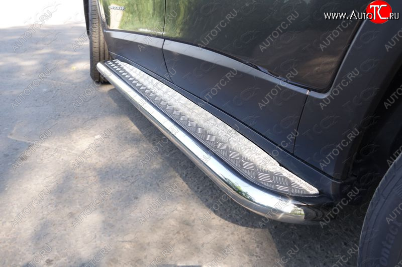 34 799 р. Пороги с площадкой 60,3 мм ТСС Тюнинг Jeep Cherokee KL дорестайлинг (2014-2017) (серые)  с доставкой в г. Кемерово