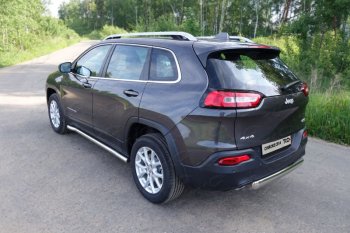 Защита порогов труба d60,3 мм ТСС Тюнинг Jeep Cherokee  KL (2014-2017) дорестайлинг (серые)