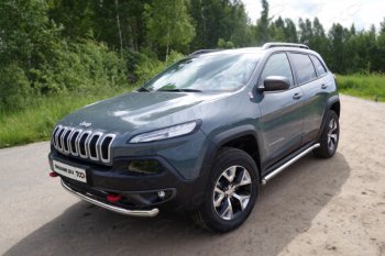 Защита переднего бампера (Trailhawk, d60,3 мм) ТСС Тюнинг Jeep Cherokee  KL (2014-2017) дорестайлинг (нержавейка)