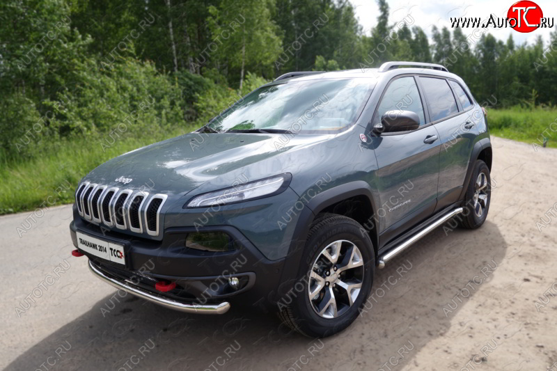 17 649 р. Защита переднего бампера (Trailhawk, d60,3 мм) ТСС Тюнинг Jeep Cherokee KL дорестайлинг (2014-2017) (нержавейка)  с доставкой в г. Кемерово