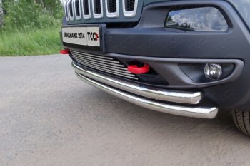 10 299 р. Декоративная вставка переднего бампера (Trailhawk) ТСС Тюнинг  Jeep Cherokee  KL (2014-2017) дорестайлинг (d 12 мм)  с доставкой в г. Кемерово. Увеличить фотографию 1