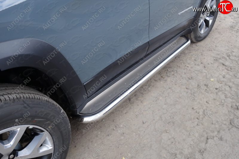 42 999 р. Пороги с площадкой (Trailhawk, 60,3 мм нержавейка) ТСС Тюнинг  Jeep Cherokee  KL (2014-2017) дорестайлинг (лист нержавейка)  с доставкой в г. Кемерово